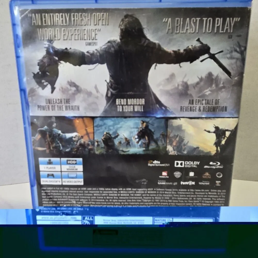 Middle Earth Shadow Of Mordor PS4 Sony PlayStation 4 Game Tested